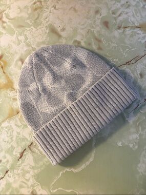 NWOT Coach Signature Beanie Light Gray Knit